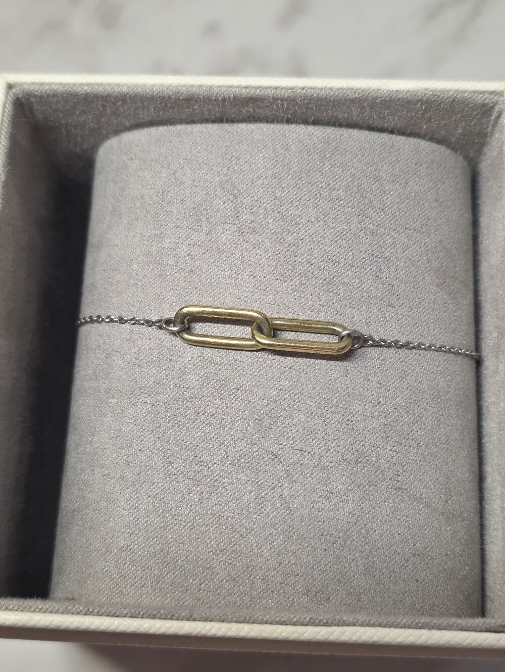 925 Delicate Two-Link Chain Bracelet in Gold and Silver